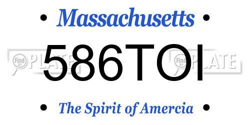 586TOI Massachusetts License Plate
