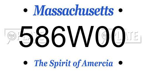 586W00 Massachusetts License Plate