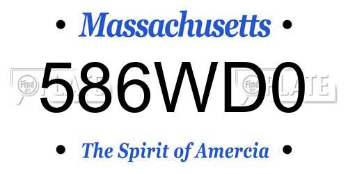 586WD0 Massachusetts License Plate