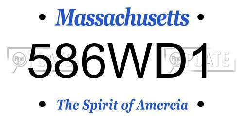 586WD1 Massachusetts License Plate