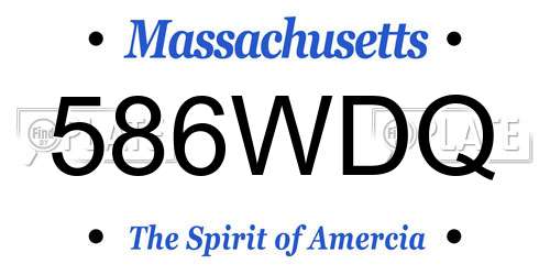 586WDQ Massachusetts License Plate