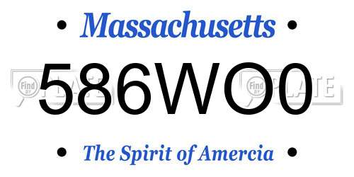 586WO0 Massachusetts License Plate