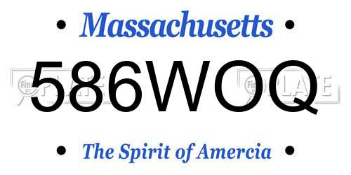 586WOQ Massachusetts License Plate
