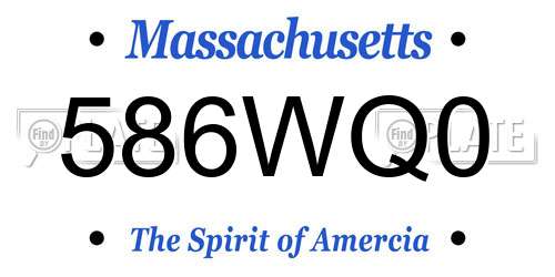 586WQ0 Massachusetts License Plate