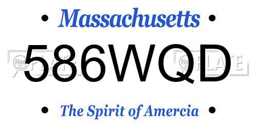 586WQD Massachusetts License Plate