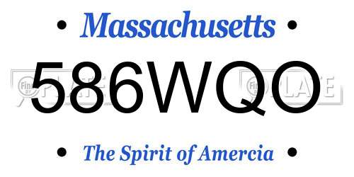 586WQO Massachusetts License Plate