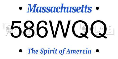 586WQQ Massachusetts License Plate