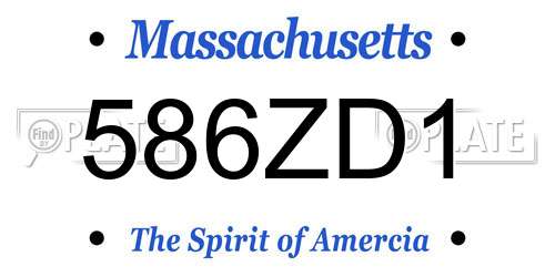586ZD1 Massachusetts License Plate