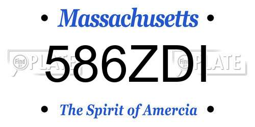 586ZDI Massachusetts License Plate