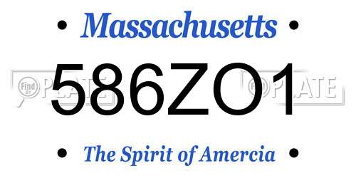 586ZO1 Massachusetts License Plate