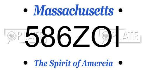 586ZOI Massachusetts License Plate