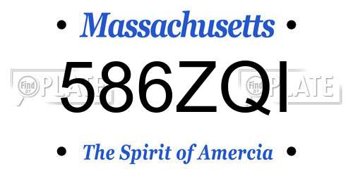 586ZQI Massachusetts License Plate