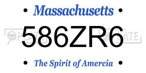 586ZR6 Massachusetts License Plate