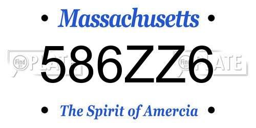 586ZZ6 Massachusetts License Plate