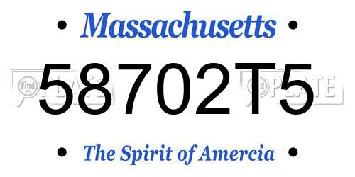 58702T5 Massachusetts License Plate