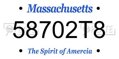 58702T8 Massachusetts License Plate