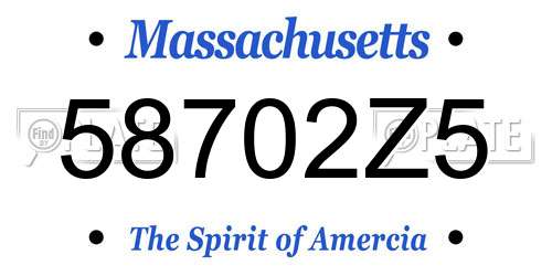 58702Z5 Massachusetts License Plate