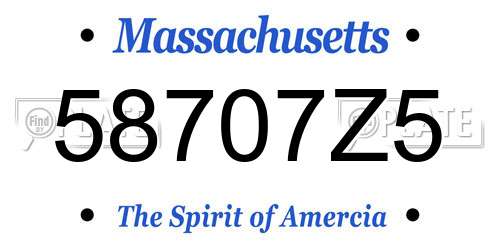 58707Z5 Massachusetts License Plate