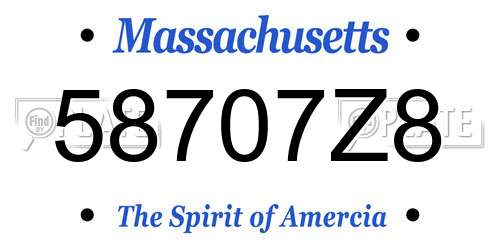 58707Z8 Massachusetts License Plate