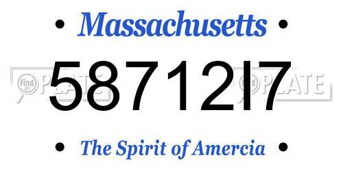 58712I7 Massachusetts License Plate
