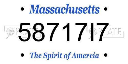 58717I7 Massachusetts License Plate
