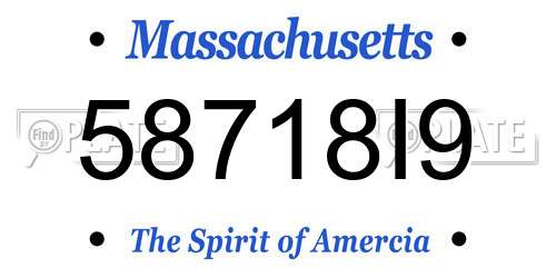 58718I9 Massachusetts License Plate