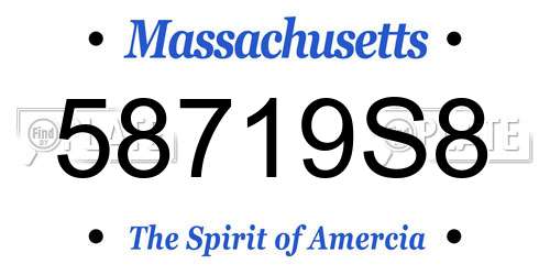 58719S8 Massachusetts License Plate