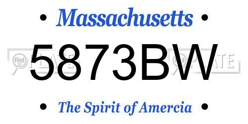 5873BW Massachusetts License Plate