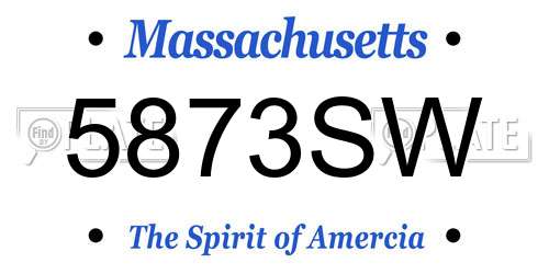 5873SW Massachusetts License Plate