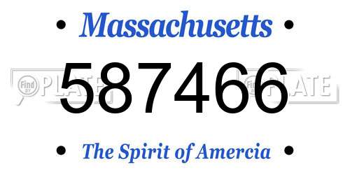 587466 Massachusetts License Plate