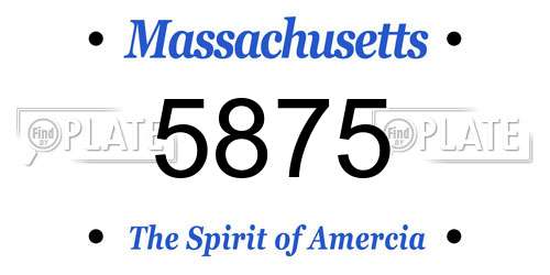 5875 Massachusetts License Plate