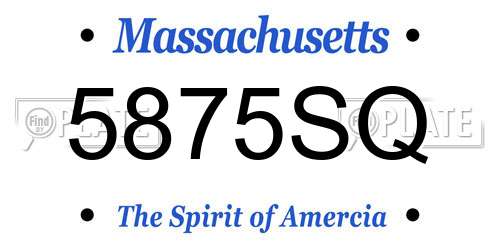 5875SQ Massachusetts License Plate