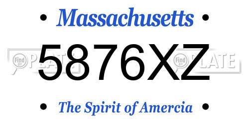 5876XZ Massachusetts License Plate