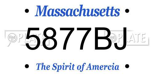 5877BJ Massachusetts License Plate