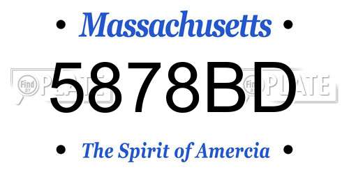 5878BD Massachusetts License Plate
