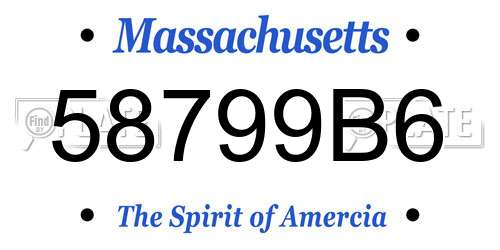 58799B6 Massachusetts License Plate