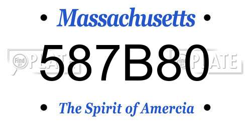 587B80 Massachusetts License Plate
