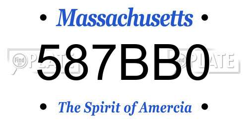 587BB0 Massachusetts License Plate