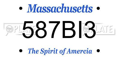 587BI3 Massachusetts License Plate