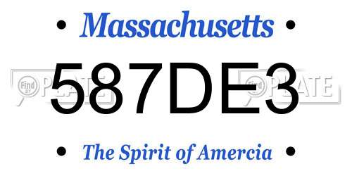 587DE3 Massachusetts License Plate