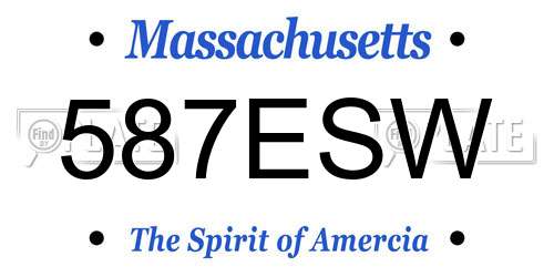 587ESW Massachusetts License Plate