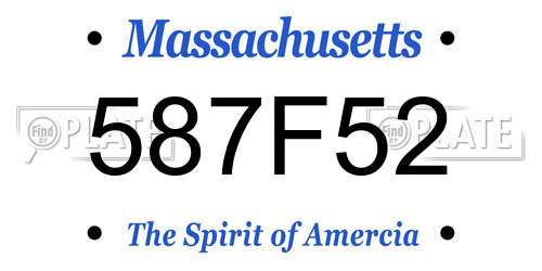 587F52 Massachusetts License Plate