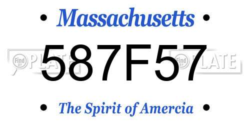 587F57 Massachusetts License Plate