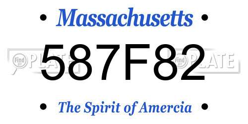 587F82 Massachusetts License Plate