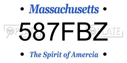 587FBZ Massachusetts License Plate