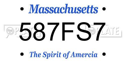 587FS7 Massachusetts License Plate