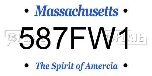 587FW1 Massachusetts License Plate