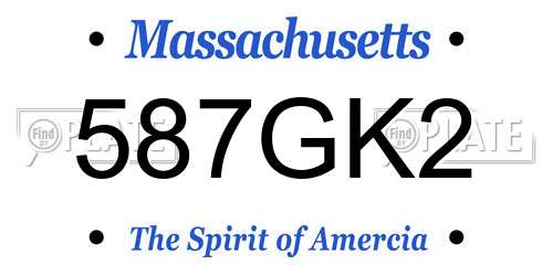587GK2 Massachusetts License Plate