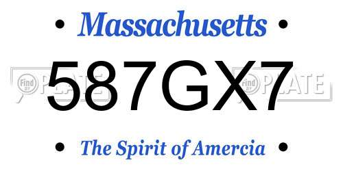 587GX7 Massachusetts License Plate