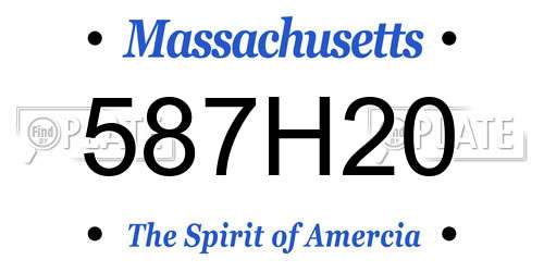 587H20 Massachusetts License Plate